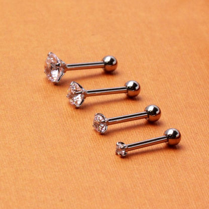 316L Stainless Steel Prong Set CZ Triple Helix / Cartilage Earring by Fashion Hut Jewelry