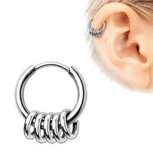 316L Stainless Steel Multi Ring Circular Clicker Ring by Fashion Hut Jewelry