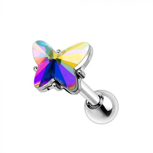 316L Stainless Steel Aurora Borealis Butterfly Cartilage Earring by Fashion Hut Jewelry