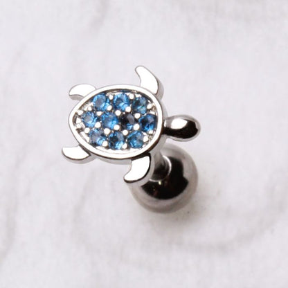 316L Stainless Steel Ocean Blue Turtle Cartilage Earring by Fashion Hut Jewelry