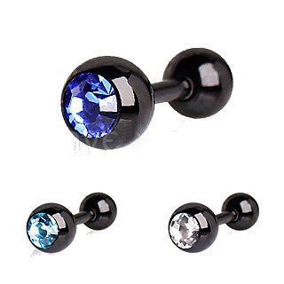 Titanium Anodized Tragus Ring with Press Fitted Clear Cubic Zirconia Ball by Fashion Hut Jewelry