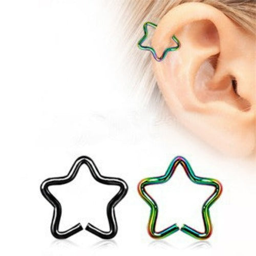 PVD Plated Star Shaped Cartilage Earring by Fashion Hut Jewelry