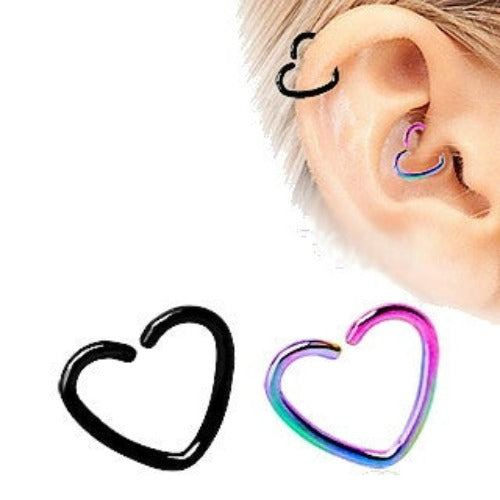 PVD Plated Heart Shaped Cartilage Earring by Fashion Hut Jewelry