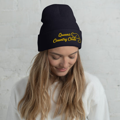 Queens Country Club with Squirrel Embroidery Cuffed Beanie by Queens Country Club