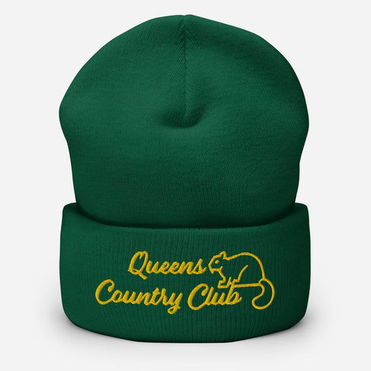 Queens Country Club with Squirrel Embroidery Cuffed Beanie by Queens Country Club