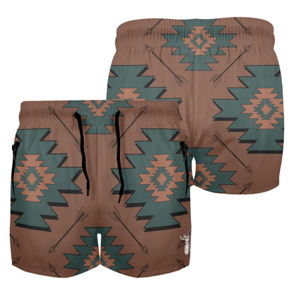 Mullet Cowboy Teal Aztec Beach Shorts by Baha Ranch Western Wear