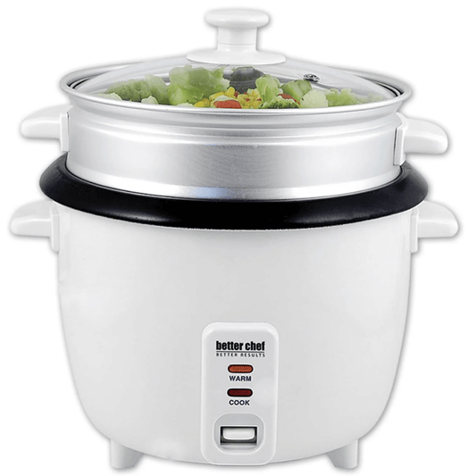 Better Chef 5-Cup - 10-Cup Cooked - Rice Cooker with Steamer and Non-Stick Pot by Jupiter Gear Home