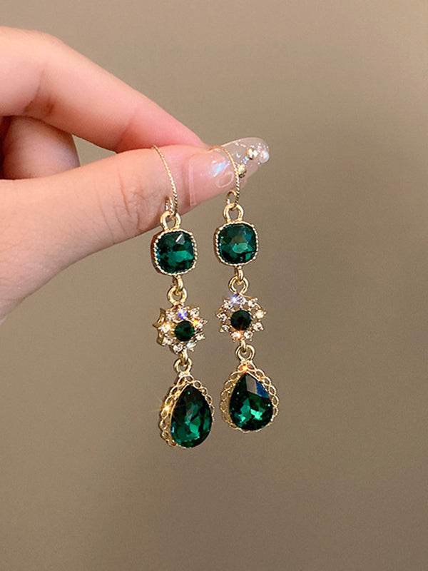 Urban Green Rhinestone Waterdrop Earrings Accessories by migunica