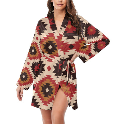 Santa Fe Aztec Women's Belted Satin Feel Dressing Lounge Robe by Baha Ranch Western Wear