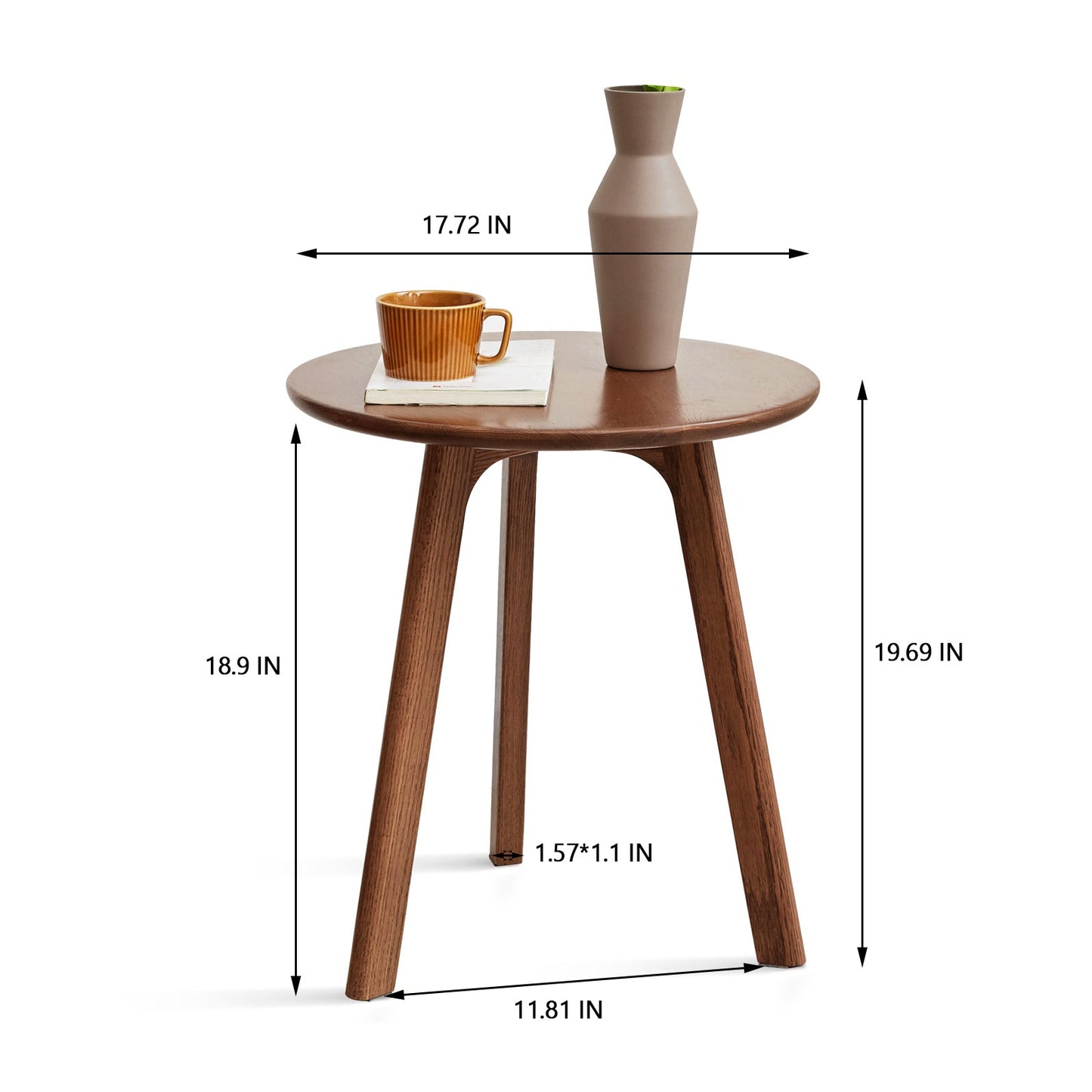 Natural Solid Oak Wood Round End Table by Blak Hom