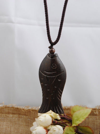 Natural National Wood Fish Necklace by migunica