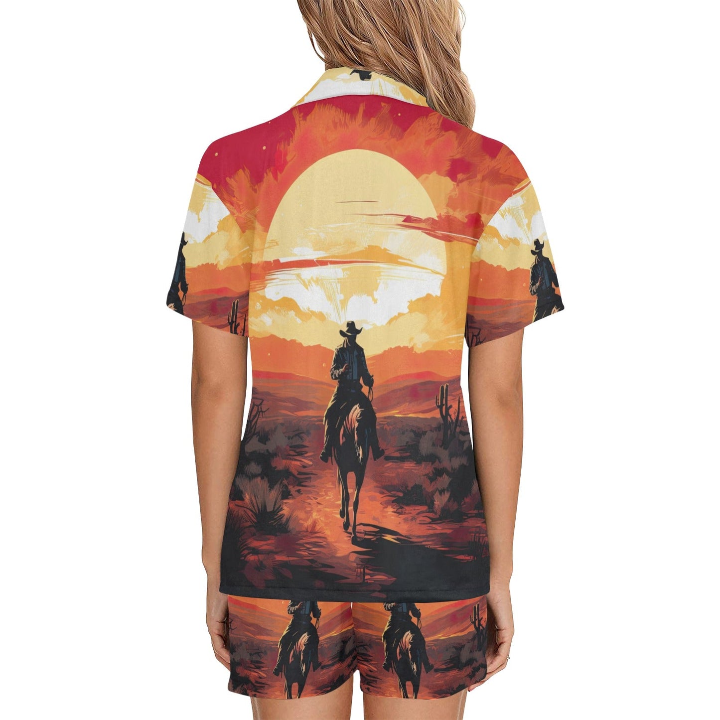 Cowboy Desert Sunset Women's Western Pajama Set by Baha Ranch Western Wear