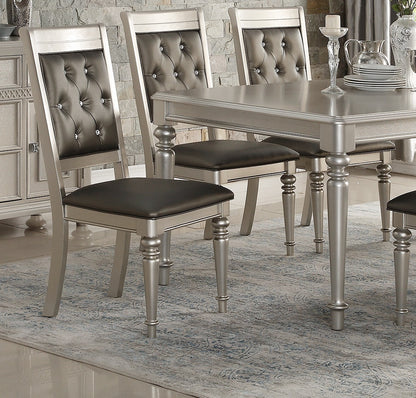 Luxury Silver Accent Tufted Upholstered Chairs Set of 2 Dining Side Chairs