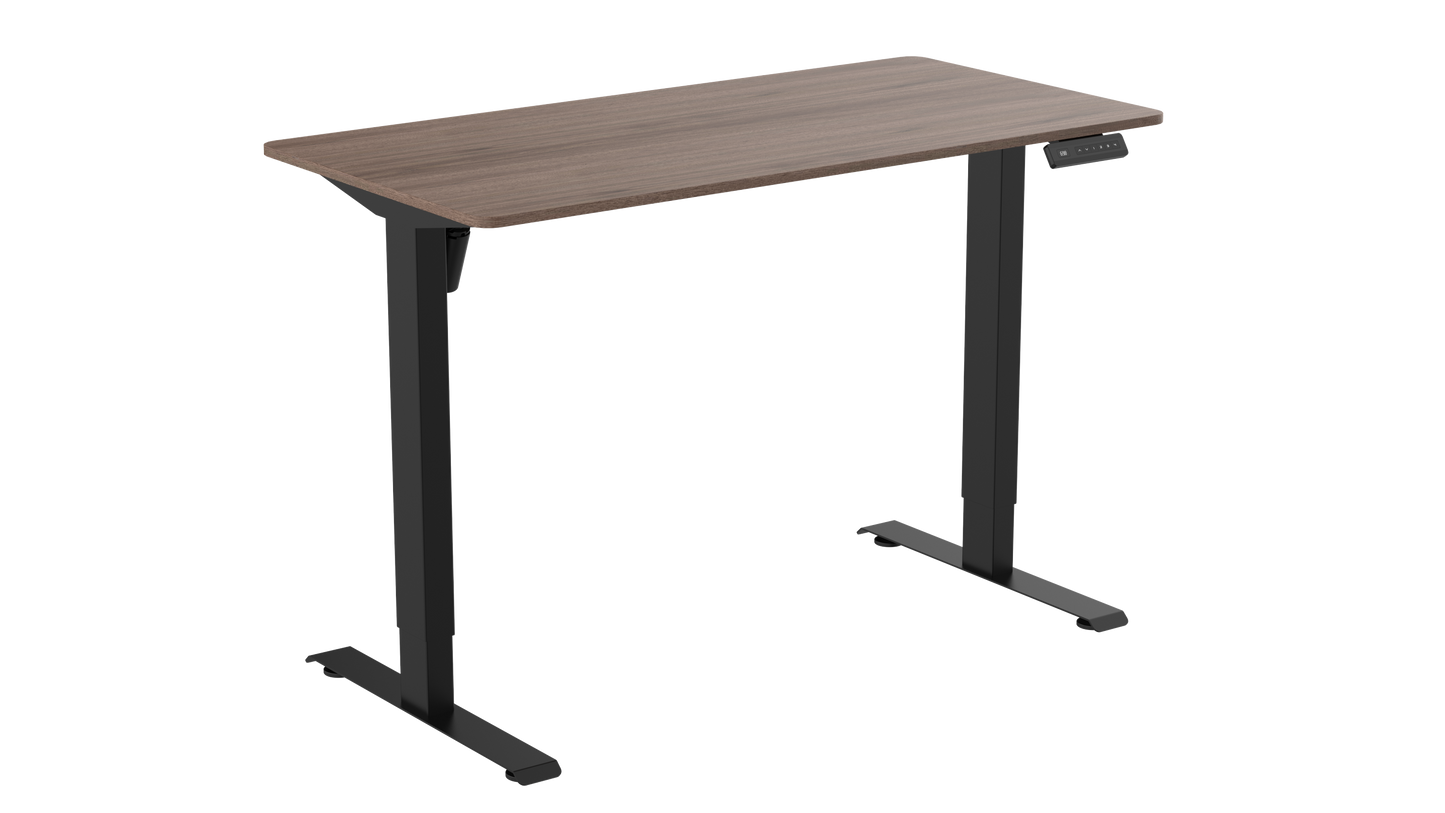 Height Adjustable Electric Standing Desk, 47 x 24 Inches Sit Stand up Desk, Home Office Desk with Whole-Piece Desktop, Walnut table top/Black Frame