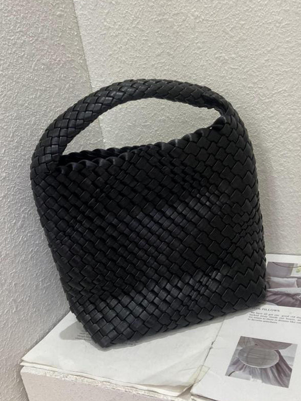 Solid Color Woven Bags Handbags by migunica