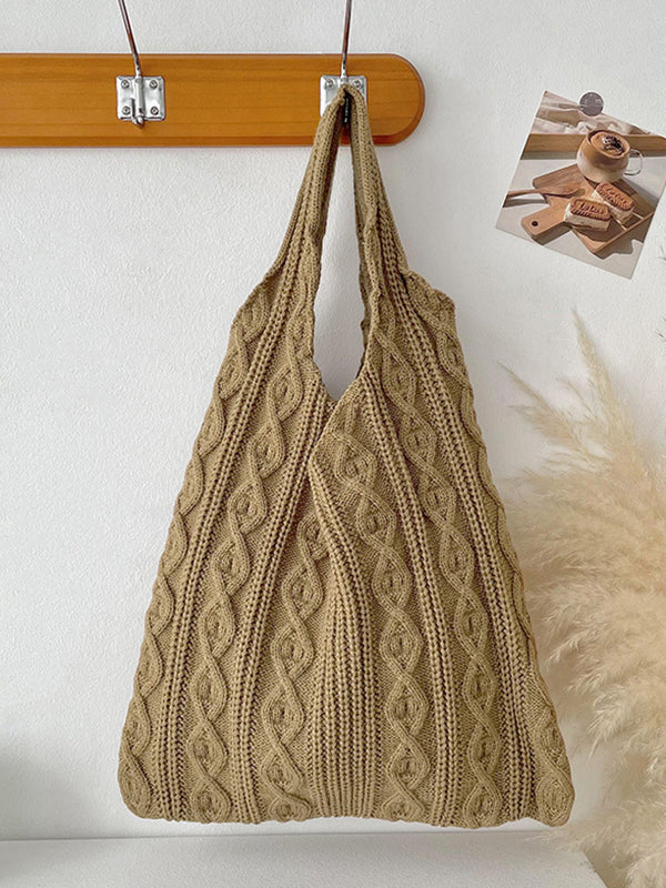 Woven Solid Color Handbags by migunica