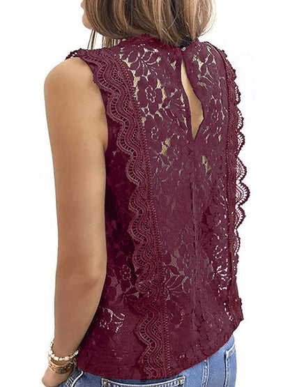 Original Lace Solid Color Loose Vest Top by migunica