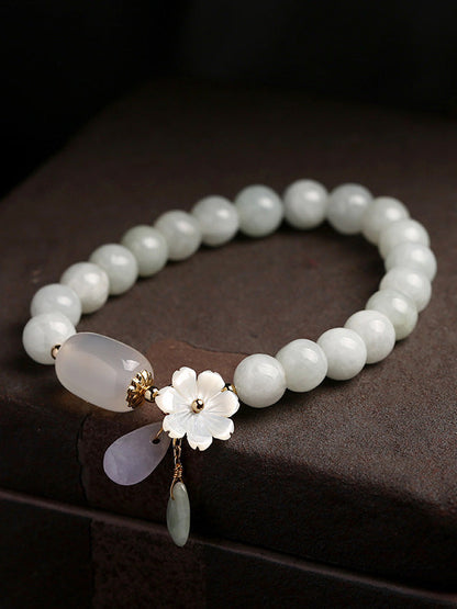 National Jade Beads&Flower Handmade Bracelet by migunica