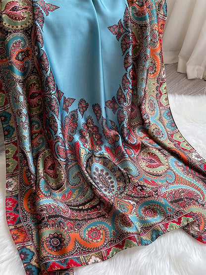 Vintage Printed Silk Imitation Shawl&Scarf by migunica