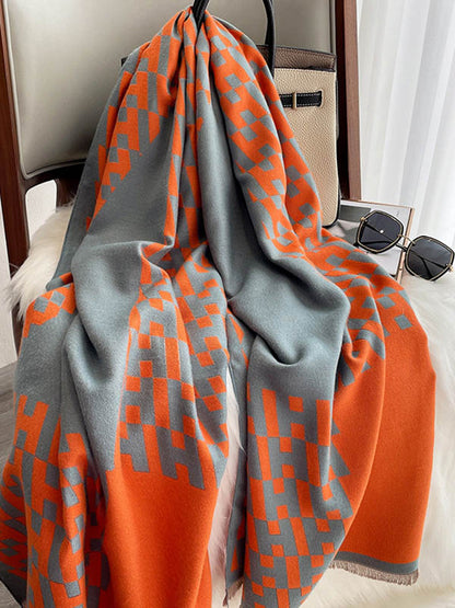 Vintage Printed Tasseled Imitated Cashmere Scarf by migunica