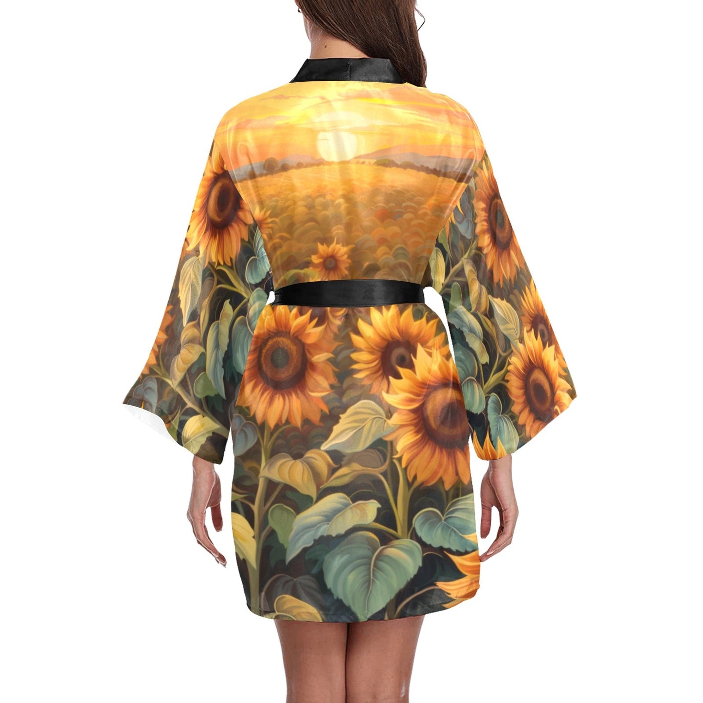 Sunflower Field Women's Lounge Kimono Robe by Baha Ranch Western Wear