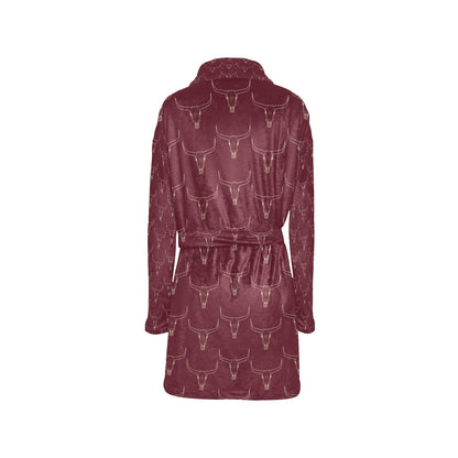 Burgundy Longhorn Women's Western Bath Robe by Baha Ranch Western Wear