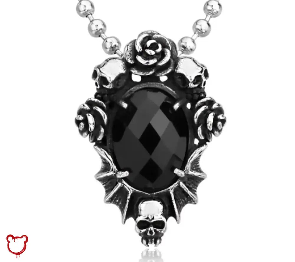 "Dahlia Skull Rose Necklace" by The Cursed Closet