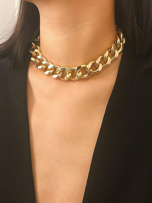 Punk Choker Hip Hop Big Chunky Aluminum Thick Chain Necklace by migunica