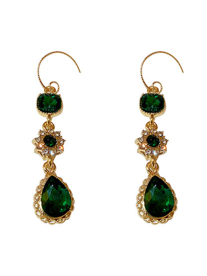 Urban Green Rhinestone Waterdrop Earrings Accessories by migunica