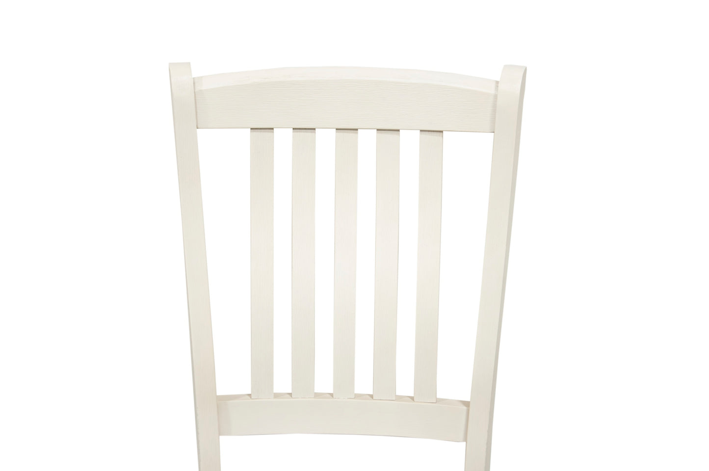 White Classic 2pcs Dining Chairs Set Rubberwood Beige Fabric Cushion Seats Slats Backs Dining Room Furniture Side Chair