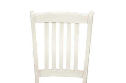 White Classic 2pcs Dining Chairs Set Rubberwood Beige Fabric Cushion Seats Slats Backs Dining Room Furniture Side Chair