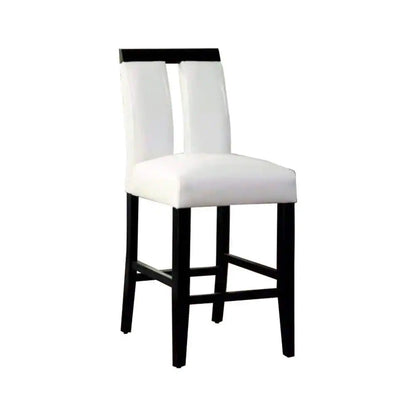 Set of 2 Chairs Black And White Leatherette Beautiful Padded Counter height Chairs Slit Back Design Kitchen Dining Room Furniture