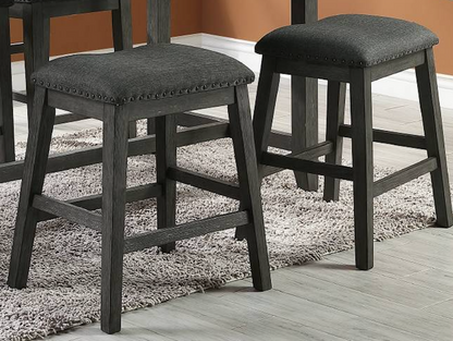 Modern Contemporary Dining Room Furniture Chairs Set of 2 Counter Height High Stools Grey Finish Wooden Foam Cushion Seat