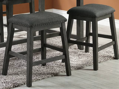 Modern Contemporary Dining Room Furniture Chairs Set of 2 Counter Height Chairs Gray Finish Wooden High Chair X Back Design Cushion Seat