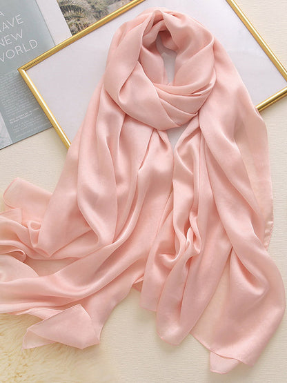 Solid Color Simple Original Sweet Satin Shawl&Scarf by migunica