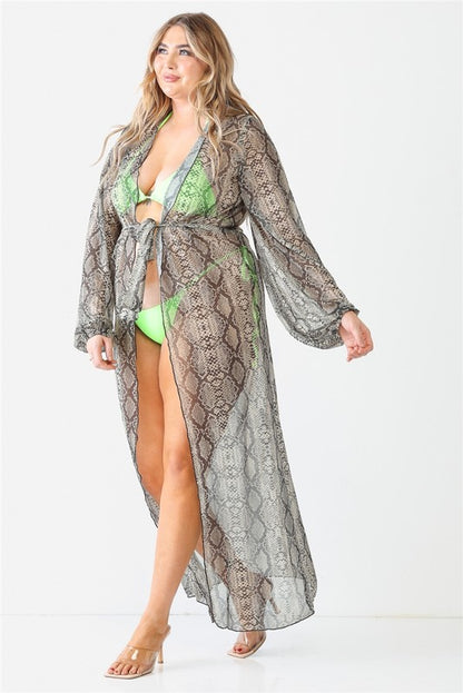 Multicolor Paisley Long Sleeve Kimono/Cover Up