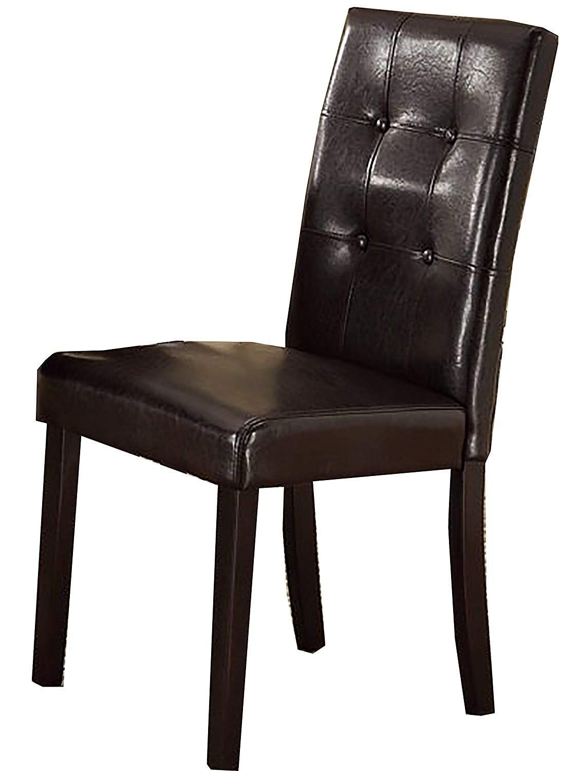 Set of 2pc Chairs Breakfast Dining Dark Brown PU / Faux Leather Tufted Upholstered Chair
