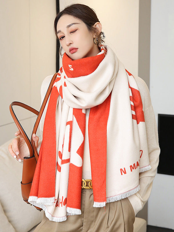 Urban Letter Tasseled Imitated Cashmere Shawl&Scarf by migunica