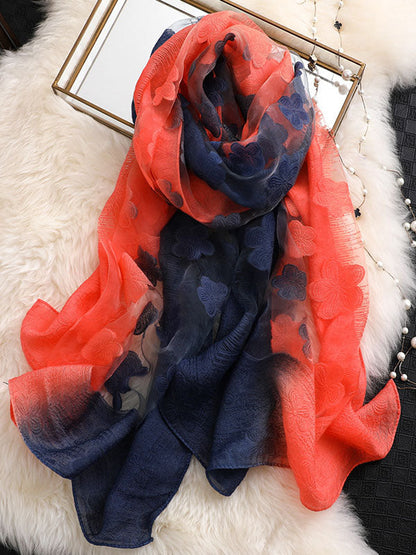 Original Floral Sun-Protection Silk Scarf by migunica