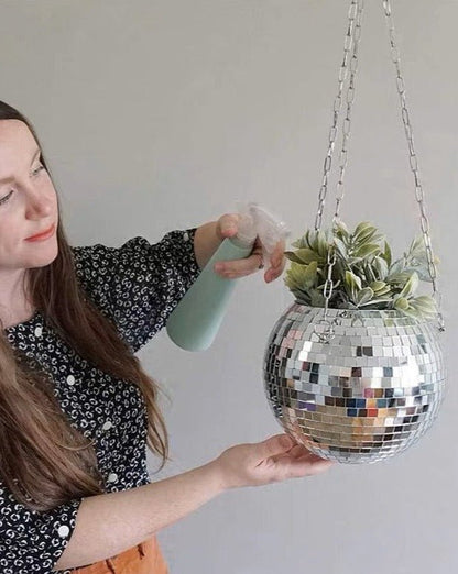 Eclectic Whimsical Disco Ball Hanging Herb Planters for Indoor, Outdoor & Front yard by INSPECIAL HOME