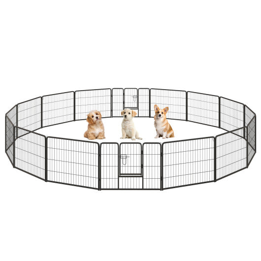 16 Panel 24/32/40 Inches Height Dog Playpen with Lock and Large Door-24 inches by VYSN