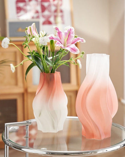 Dreamy Gradient Wavy Vase - Handcrafted Decorative Glass Vase for Contemporary Home by INSPECIAL HOME