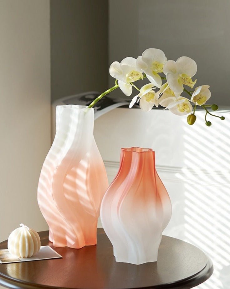 Dreamy Gradient Wavy Vase - Handcrafted Decorative Glass Vase for Contemporary Home by INSPECIAL HOME