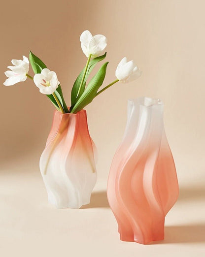 Dreamy Gradient Wavy Vase - Handcrafted Decorative Glass Vase for Contemporary Home by INSPECIAL HOME