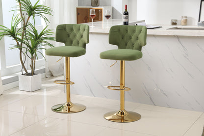 Set of 2 Modern  Bar Height, Swivel Velvet Bar Stool by Blak Hom