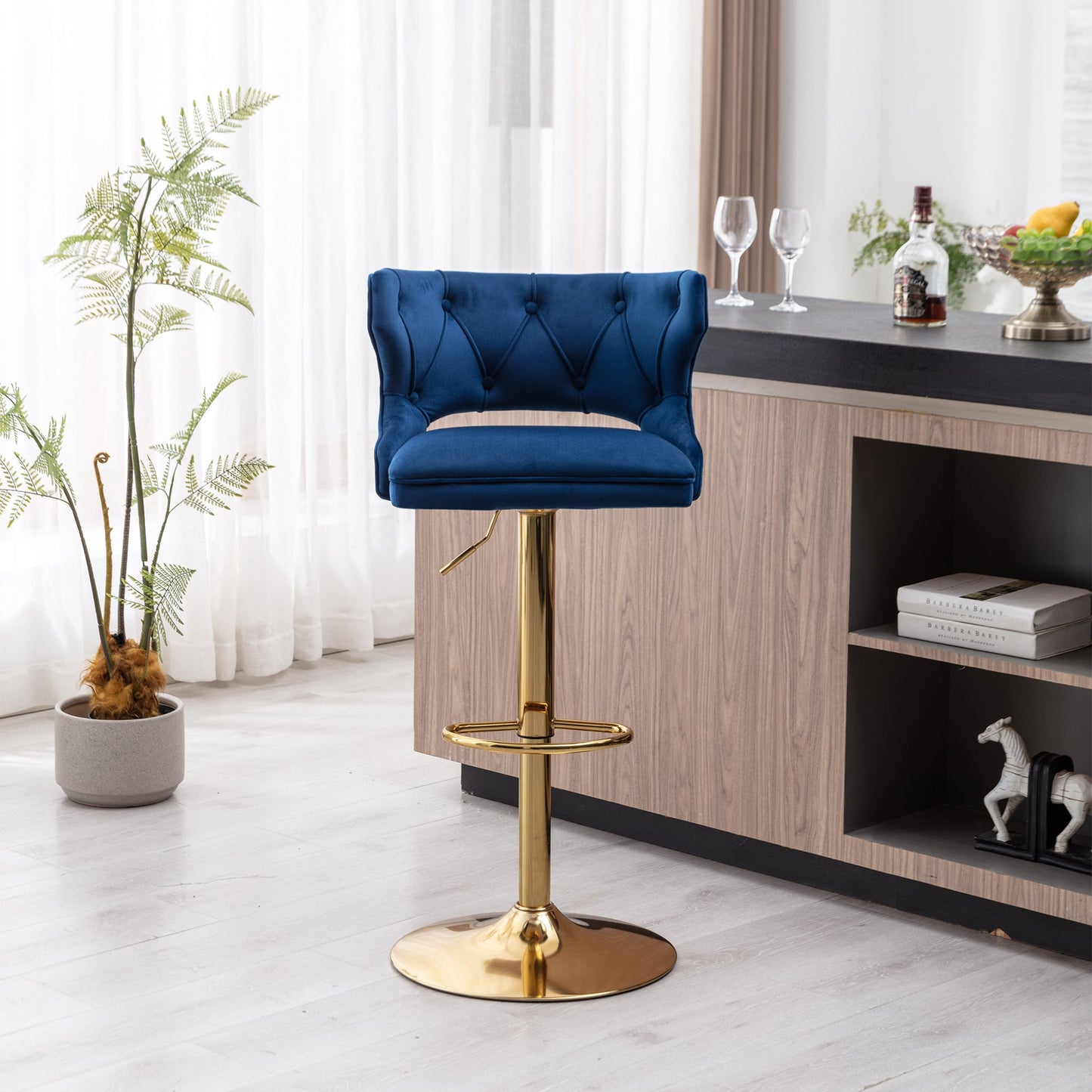 Set of 2 Modern Fashionable Velvet Bar Stools by Blak Hom