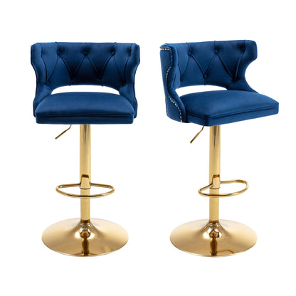 Set of 2 Modern Fashionable Velvet Bar Stools by Blak Hom