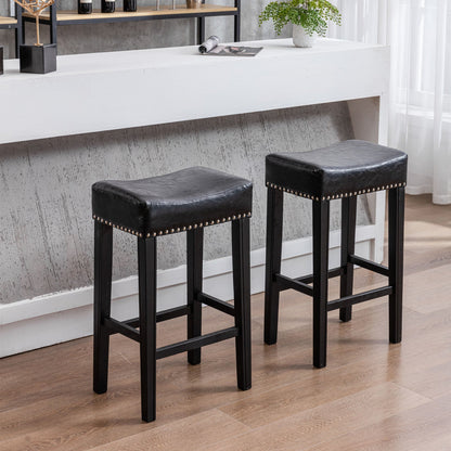 Set of 2  Faux Leather Stools Farmhouse Style by Blak Hom