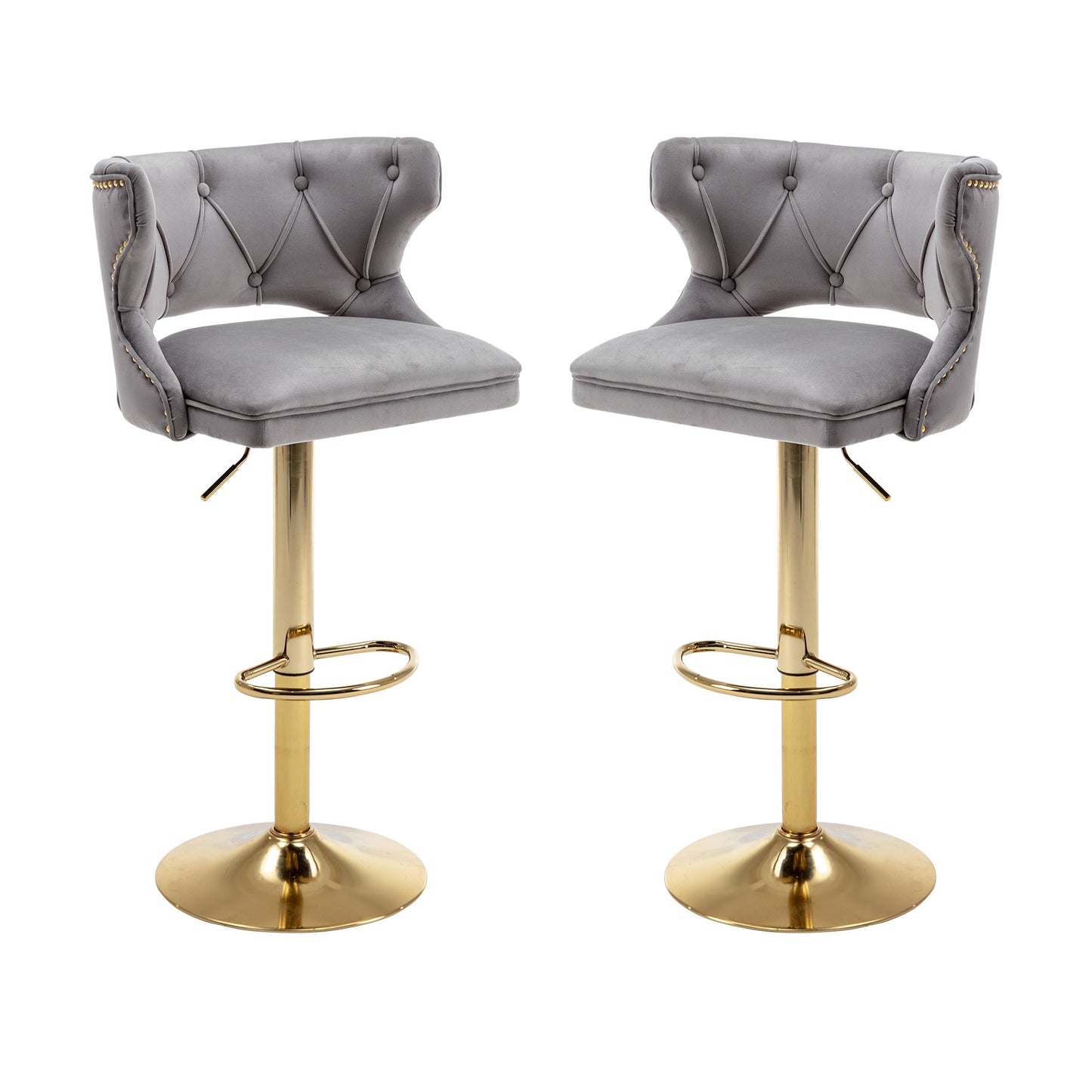 Set of 2 Modern Fashionable Velvet Bar Stools by Blak Hom