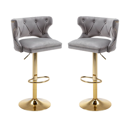 Set of 2 Modern Fashionable Velvet Bar Stools by Blak Hom